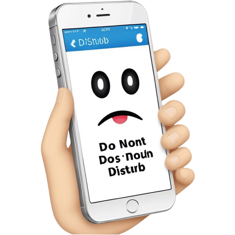 a mobile phone holding up a ‘do not disturb’ sign emoji