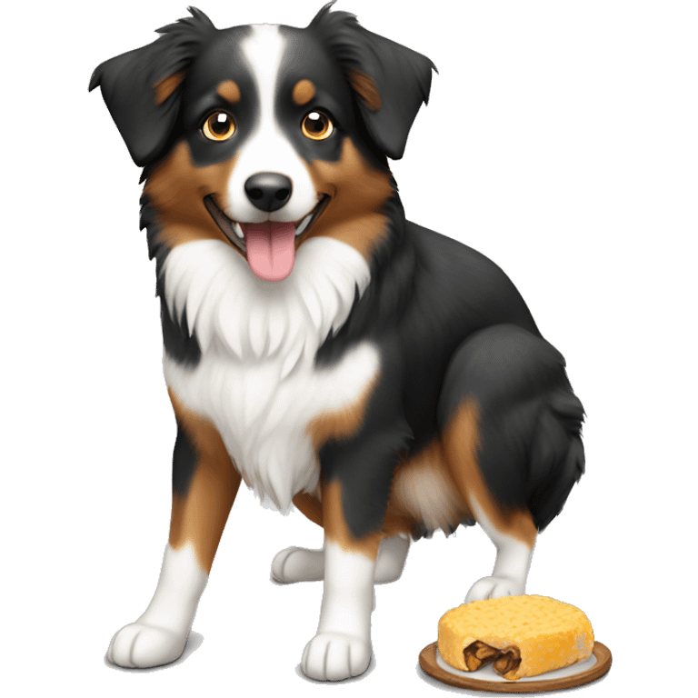 Mini Australian Shepard eating emoji