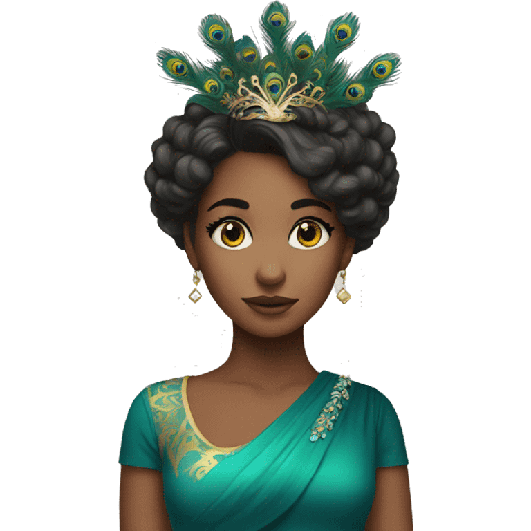 a beautiful girl with peacock crown emoji