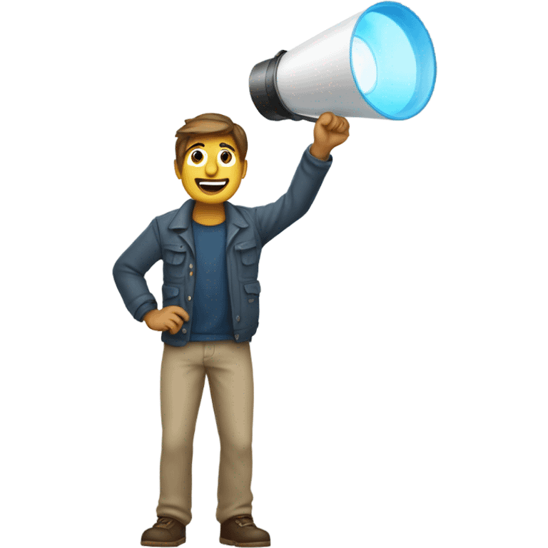 Guy holding a film light on a boat emoji