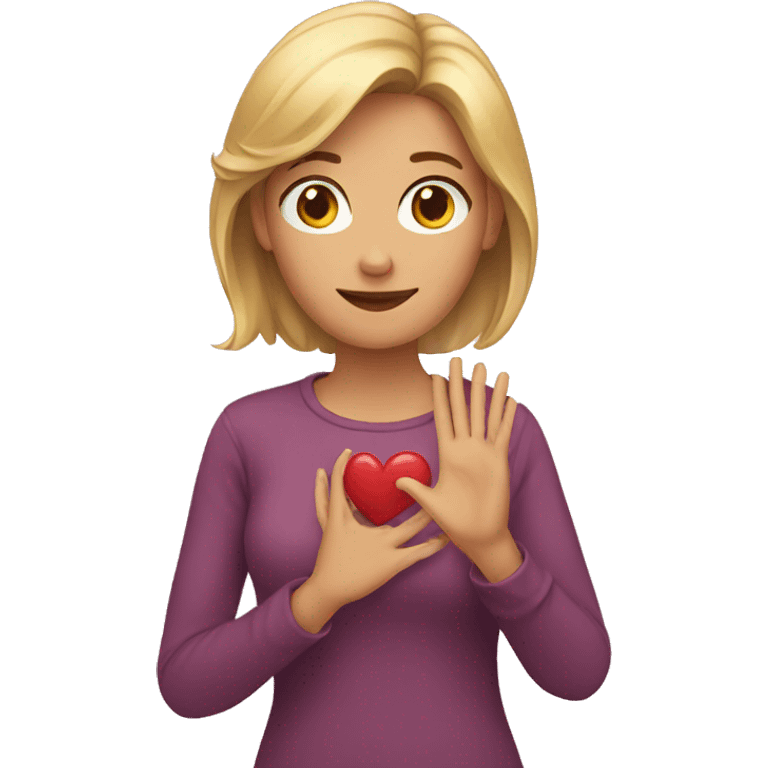 women with hand heart emoji