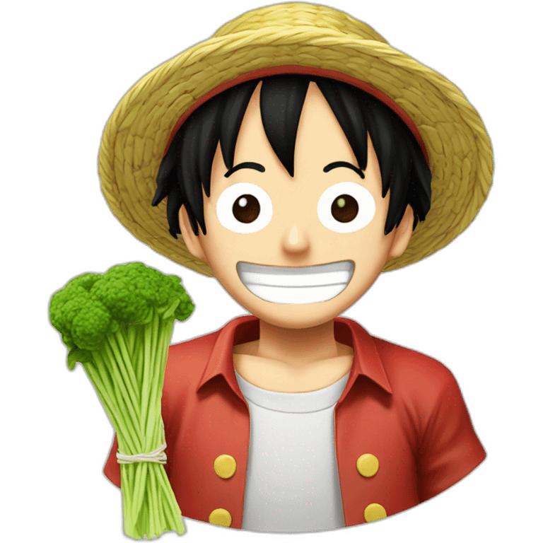 luffy one piece avec un plat de spaghetti au pesto emoji