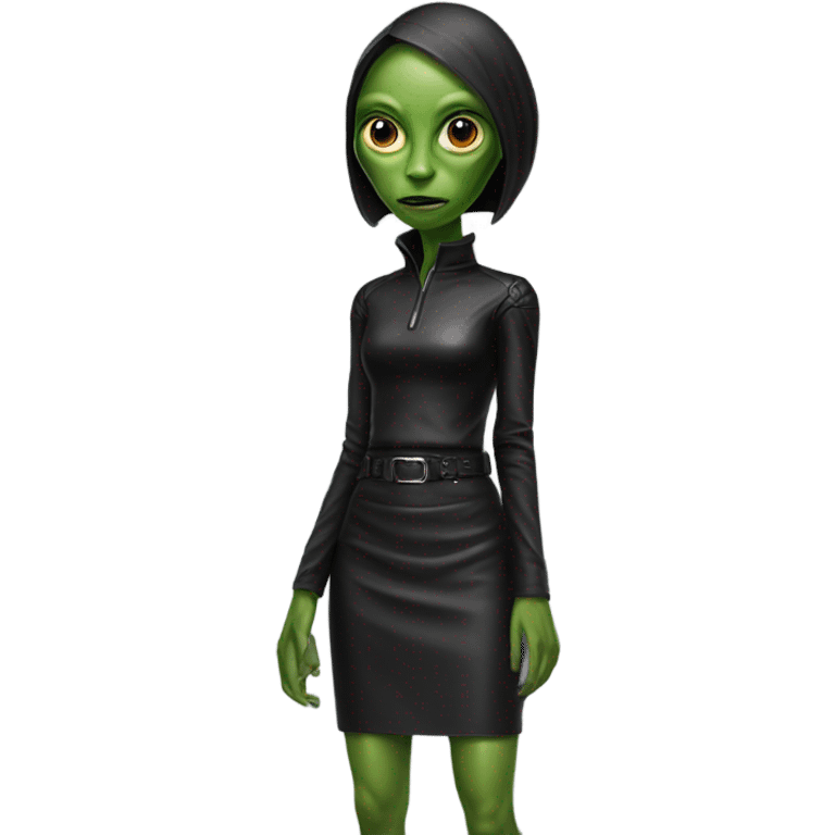 reptilian alien woman in Black leather mini skirt emoji