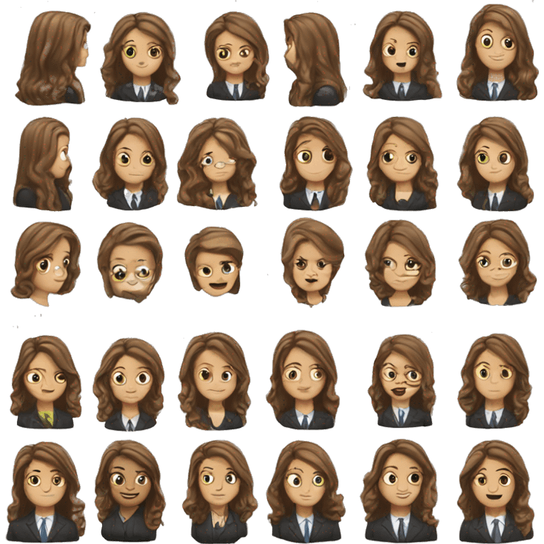 White girl long brown hair lawyer emoji