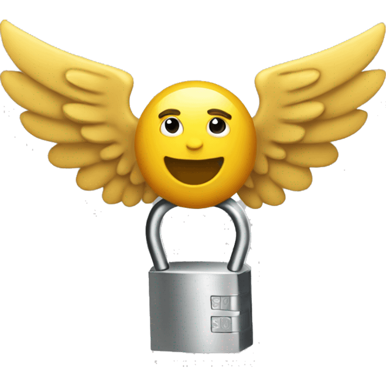 a lock, the lock has wings, the lock also has big muscular arms emoji