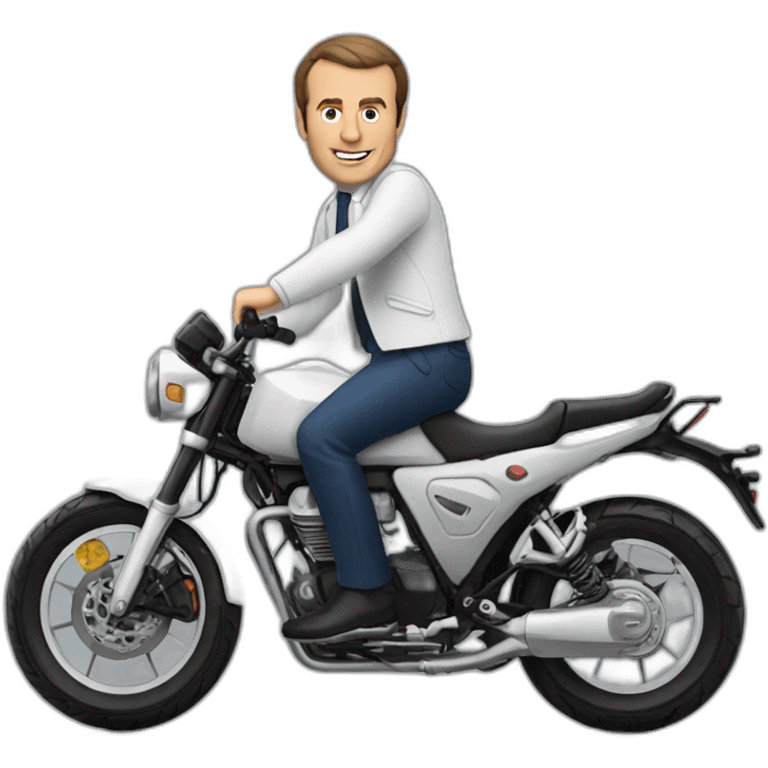 Macron qui fait de la moto crosse emoji