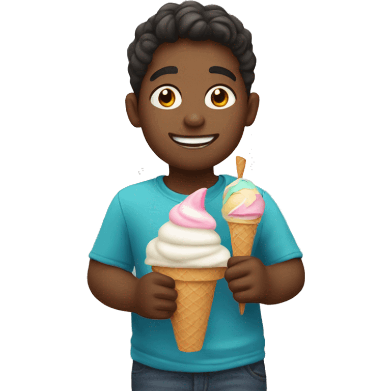 boy enjoying ice cream emoji