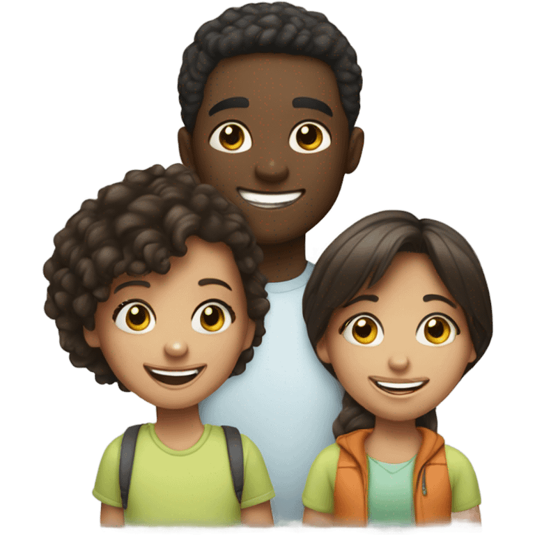 playful kids in a parody African American guy brunette girl emoji