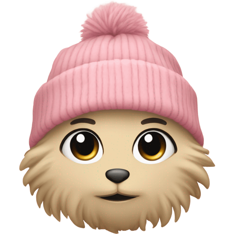 Cute fluffy oversized beanie pink and tan  emoji