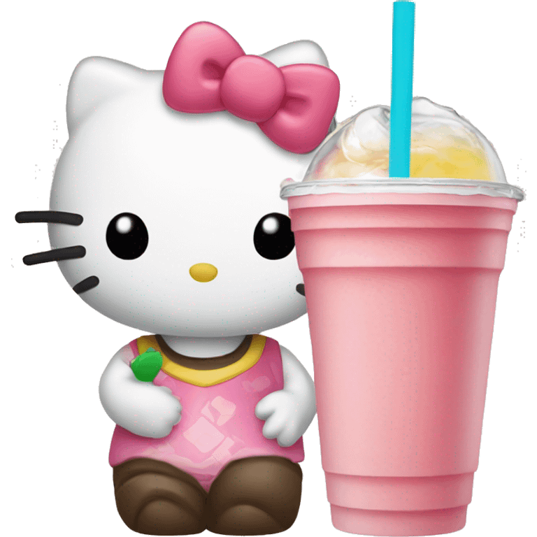 Hello kitty drinking boba emoji