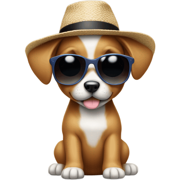 Puppy with hat and sunglasses emoji