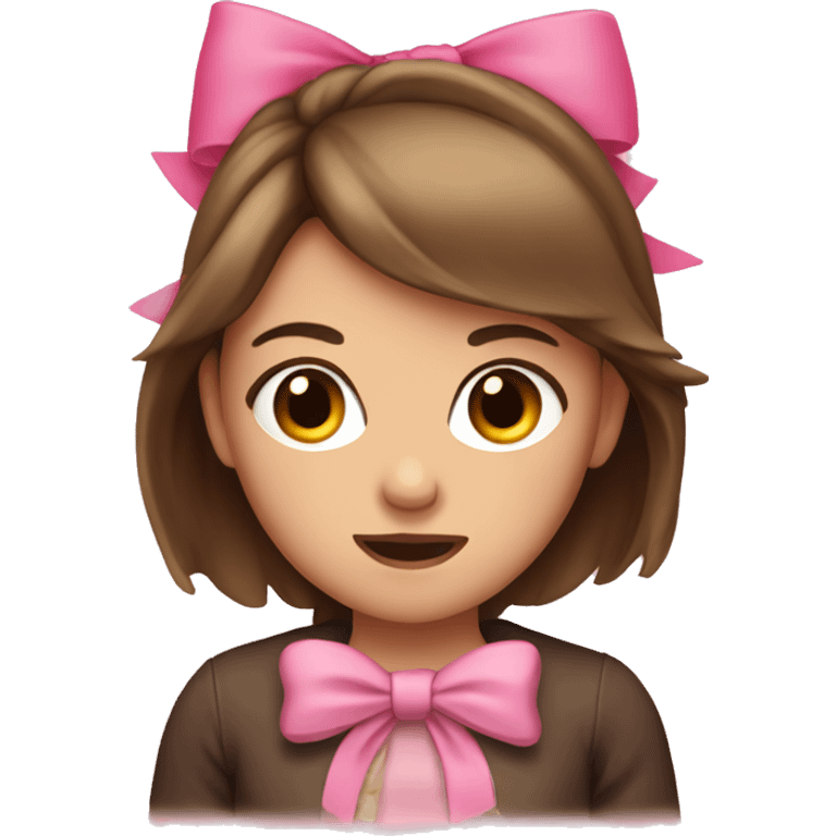 Girl with brown hair and a pink bow who hit her head emoji