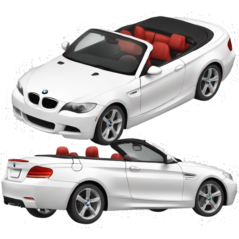 White BMW convertible car with red seats emoji