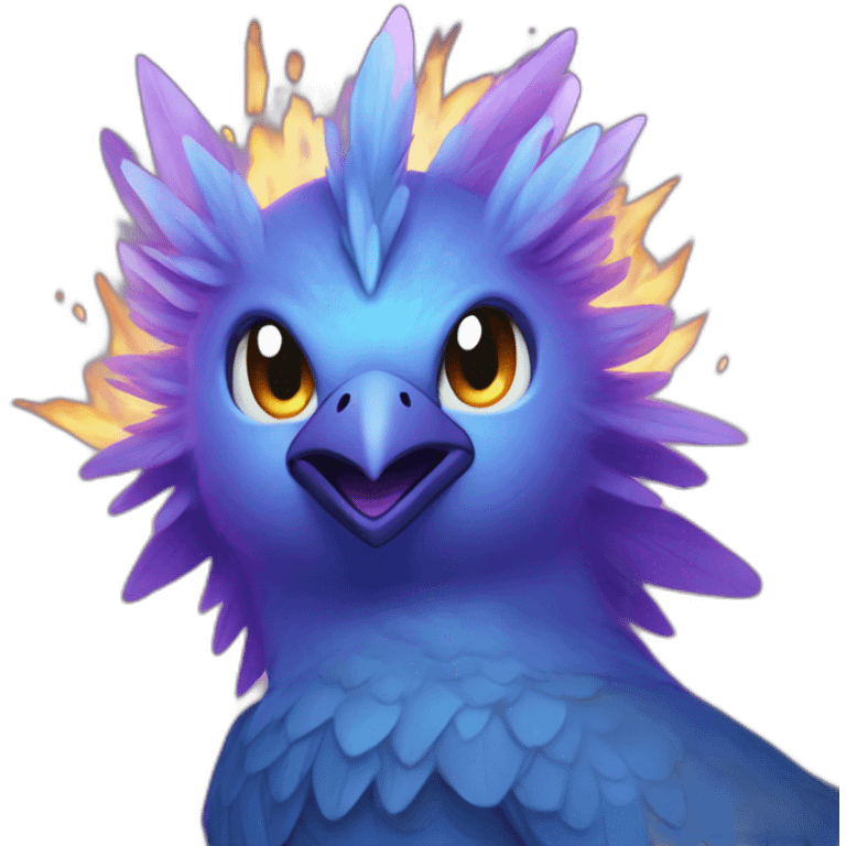 Blue Purple Galarian-Articuno Fire Head Big Eyeys emoji