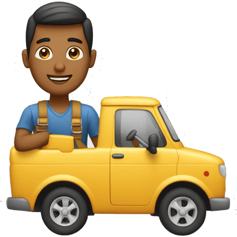 hombre joven conduciendo camioneta emoji