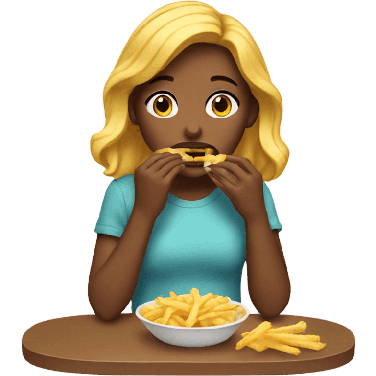 A girl eating fríes emoji