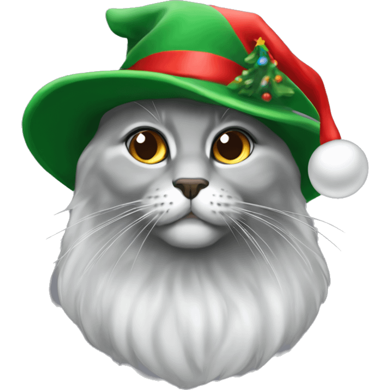 Gatto grigio persiano con cappello di Natale emoji