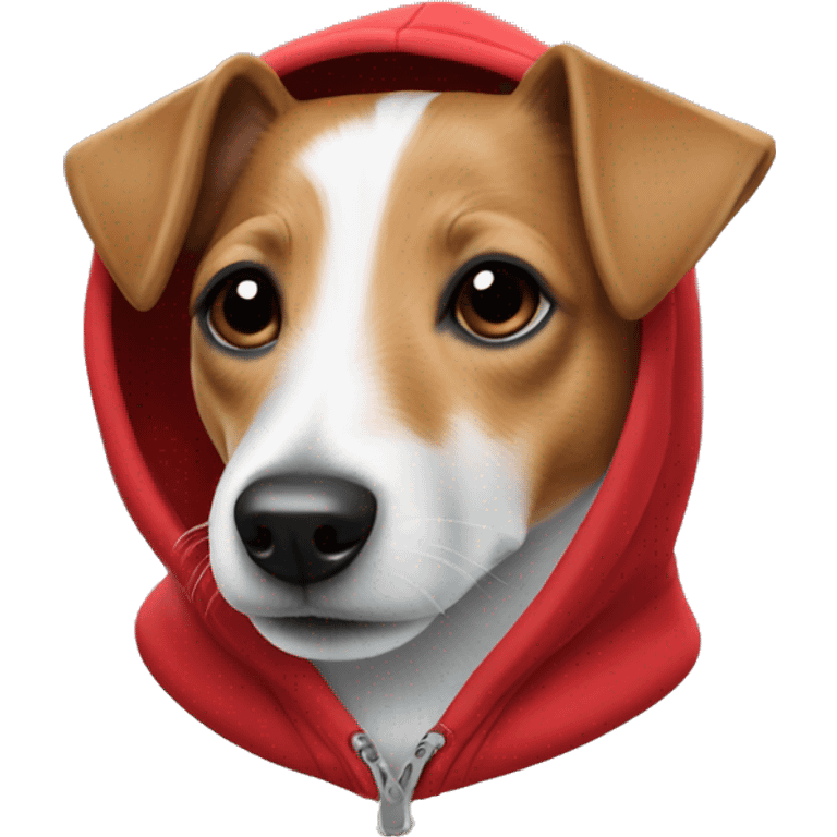 Jack Russell Terrier in a red hoodie emoji