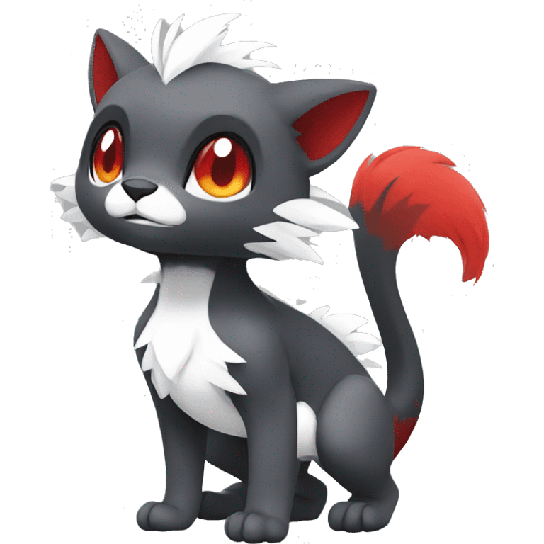 Cute cool black red white grey animal hybrid Fakemon full body emoji