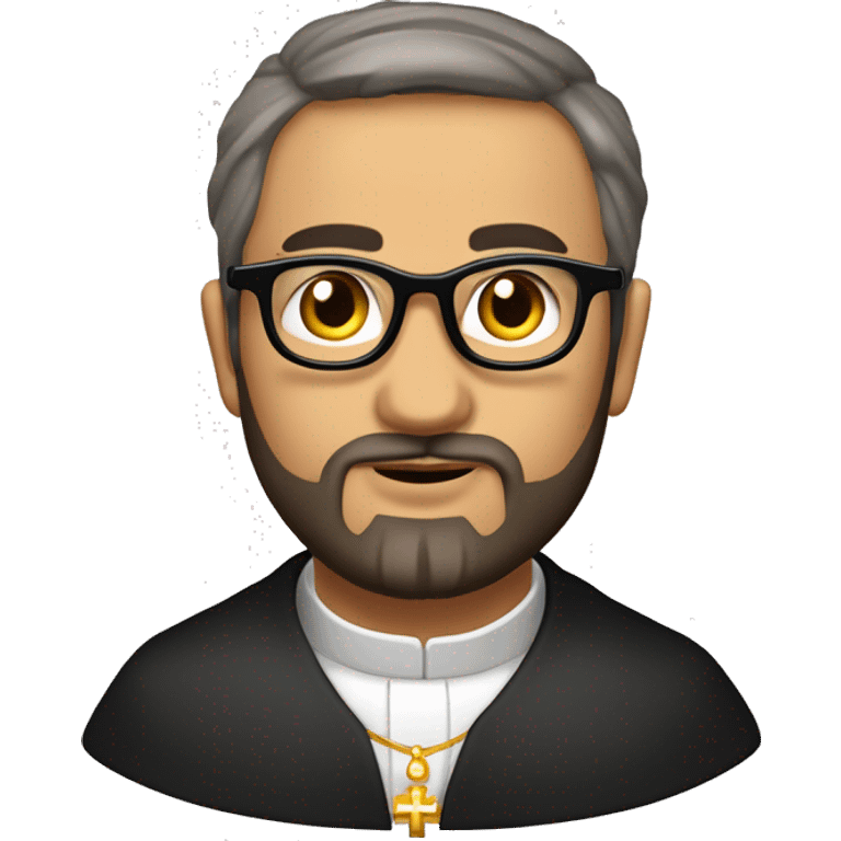 Sacerdote católico moreno con barba y gafas emoji