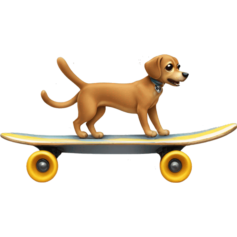 A dog with a cat tail that is skateboarding  emoji