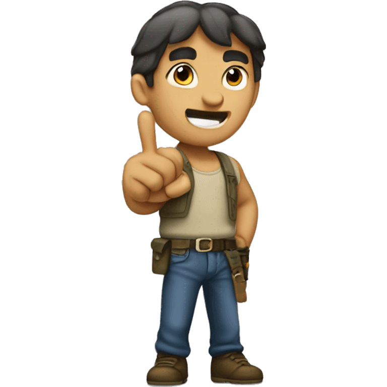 create a standing rambo who points his index finger forward emoji