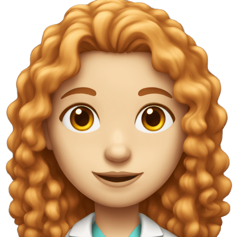 scientist girl with fair skin, long curly reddish hair and hazel eyes emoji