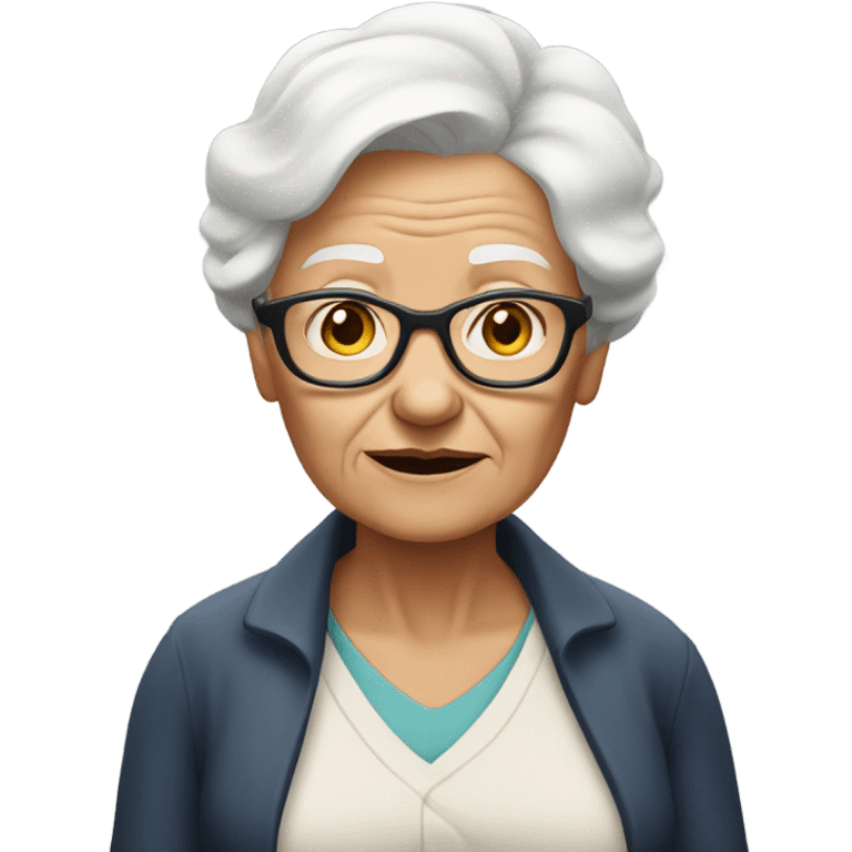 Ugly old lady with glasses and short white hair emoji