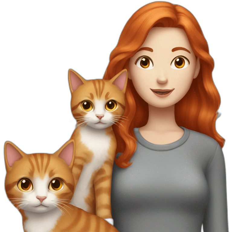 redhead with two cat emoji