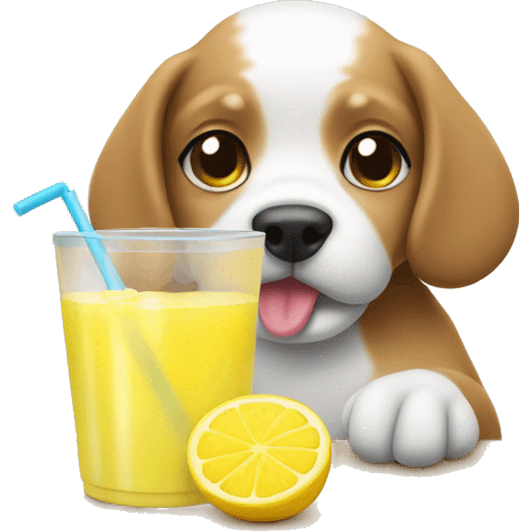 Cute dog drinking lemonade  emoji