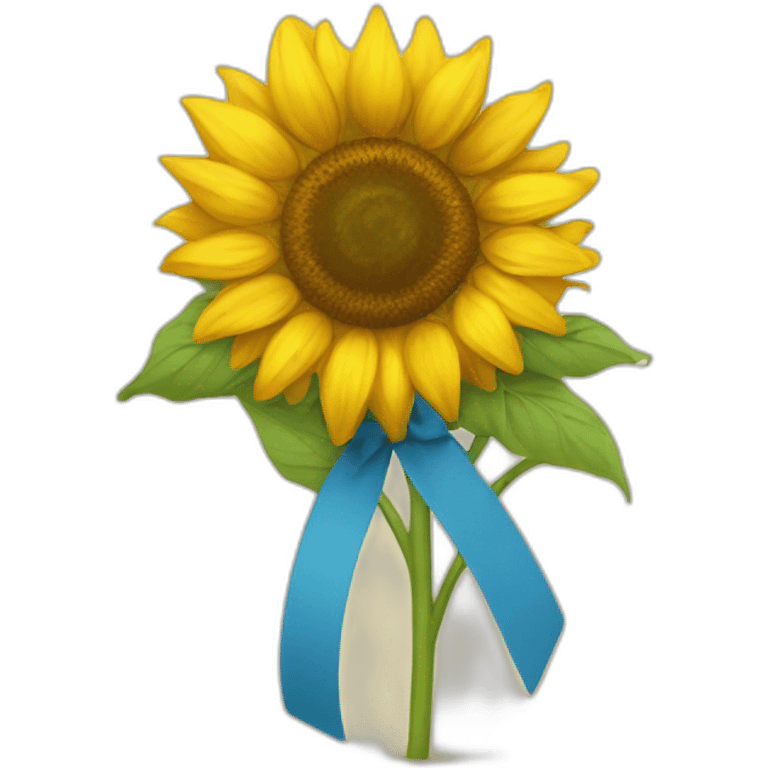 sunflower flowers tied with a yellow-blue ribbon emoji