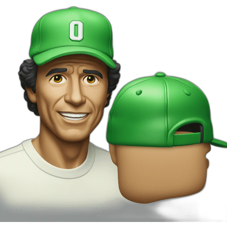 Hyperrealist Julio iglesias with green cap emoji