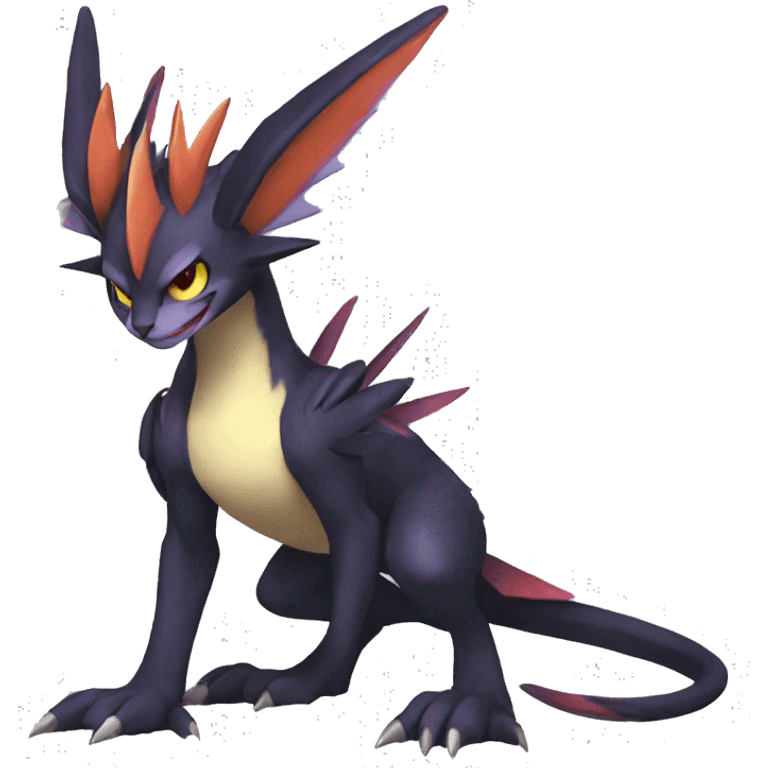 Edgy Cool Nargacuga-Noivern-Pokémon-fusion-cat Full Body emoji