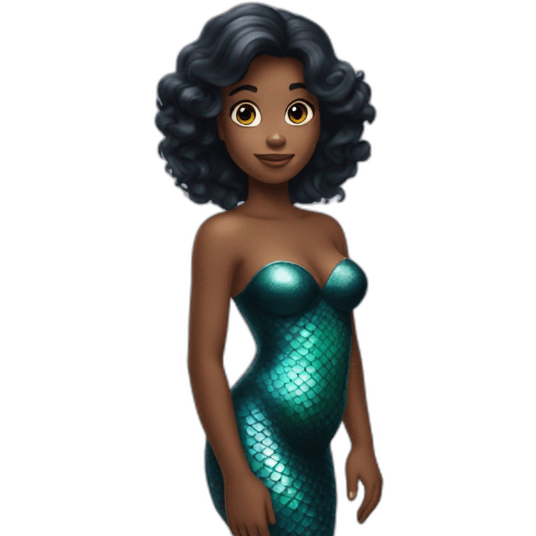 little-mermaid poisson noir girl emoji