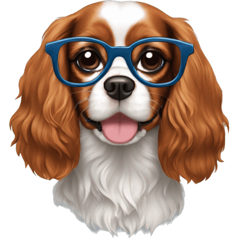 Cavalier King charles spaniel dog with glasses emoji