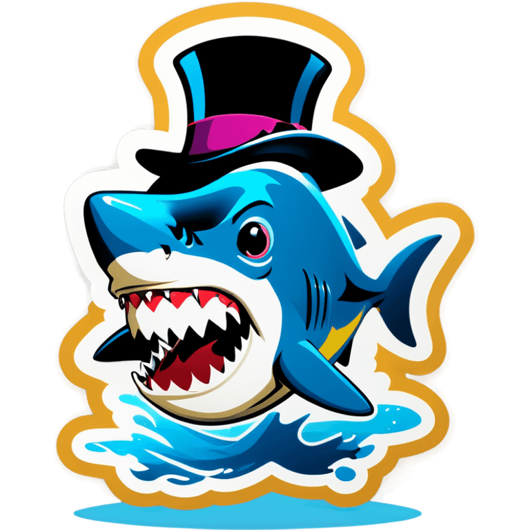 Shark with a top hat emoji