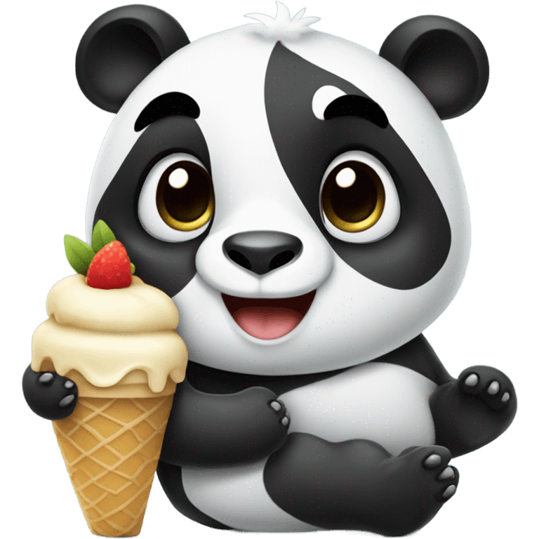 Panda eating ice cream emoji