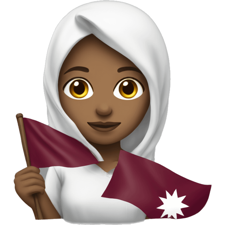 girl holding qatar flag emoji