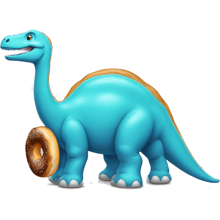 Brontosaurus blue eating donut  emoji