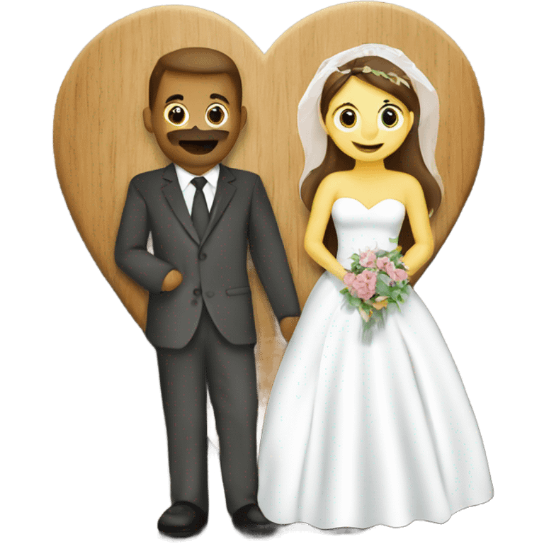 Wooden Heart Wedding Decal emoji