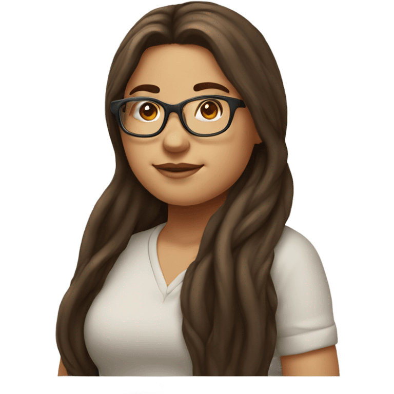 Long Brown hair chubby girl with glasses emoji