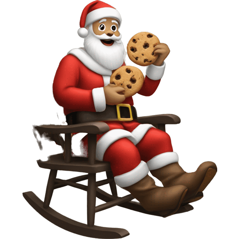 Santa claus eating cookies in a rocking chair emoji