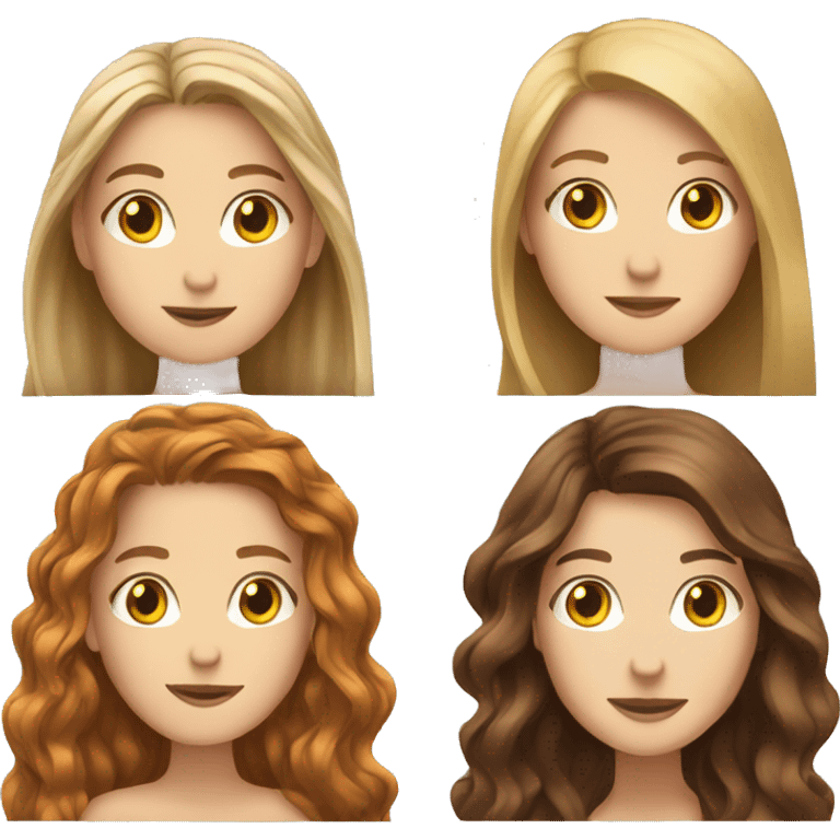 friends; white girl with brown long hair; white girl with auburn long hair  emoji