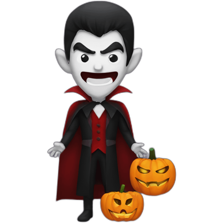 dracula with a jack-o-lantern emoji