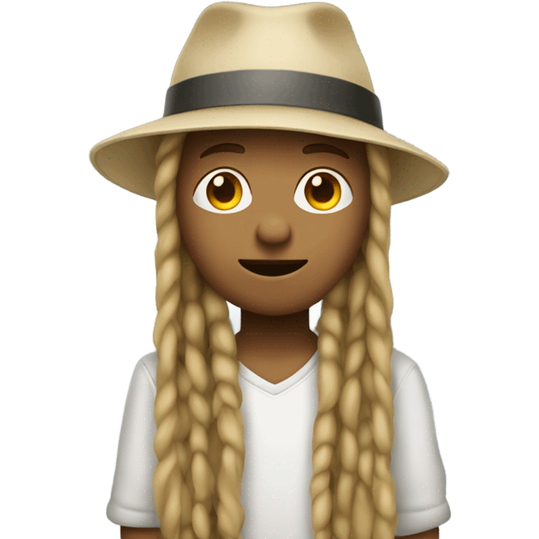 boy in hat by blinds with long blonde dreadlocks emoji