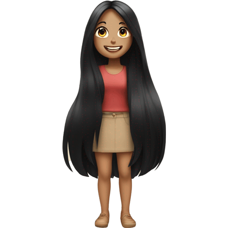 Girl with long black hair and hear eyes very happy emoji