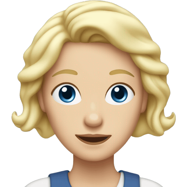 Blond blue eyes mom with earplugs emoji