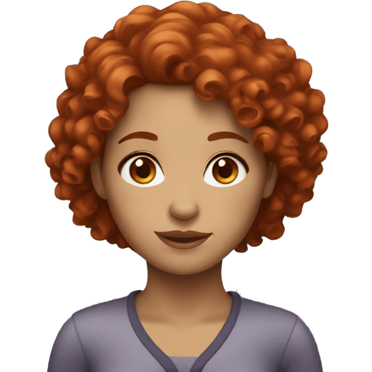 avatar of a woman with red curly hair and brown eyes  emoji