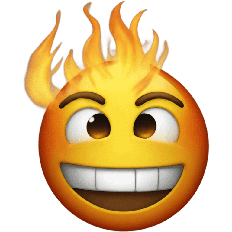 Smiley emoji with flame eyes emoji