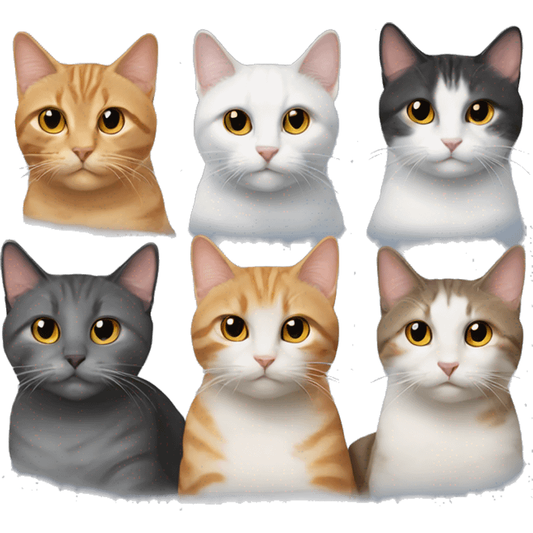 5 cats sitting next to each other emoji